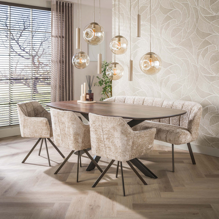 Eetkamerbank Oval | Zand-bruin