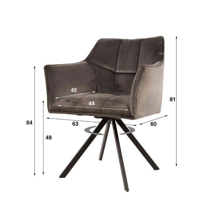 Eetkamerstoel Raster - Velours Antraciet