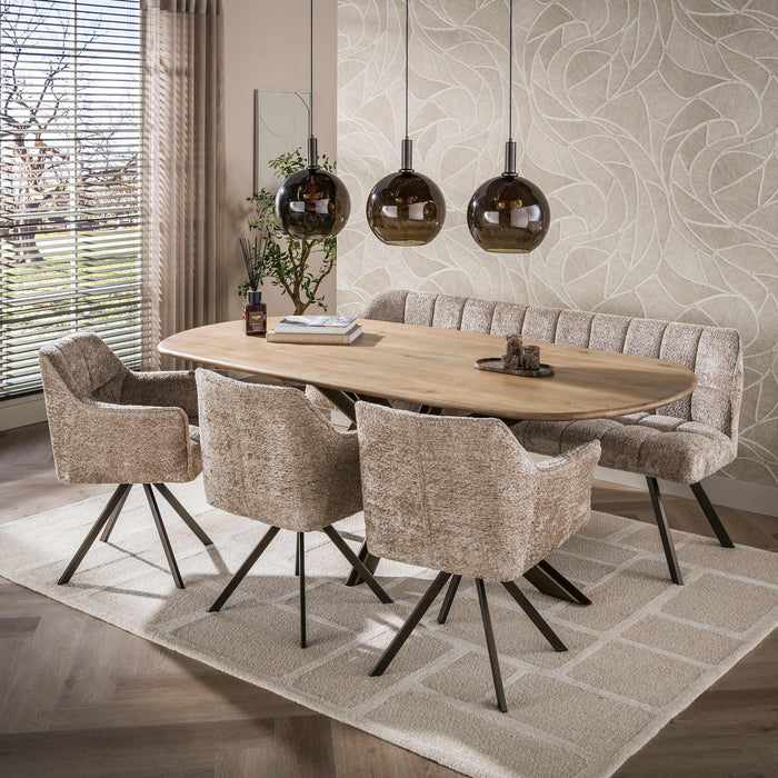 Eetkamerbank Raster | Zand-bruin