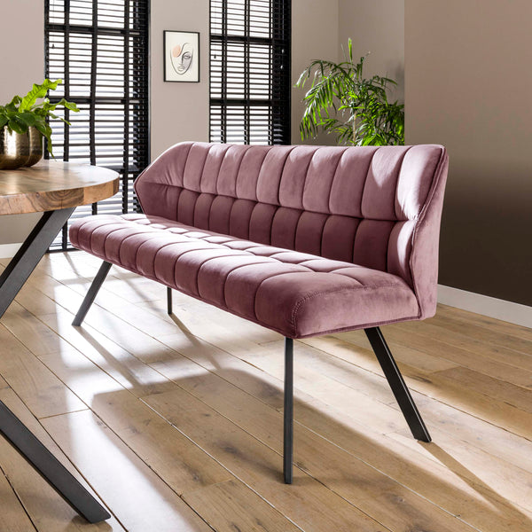 Eetkamerbank Raster Velours | Roze