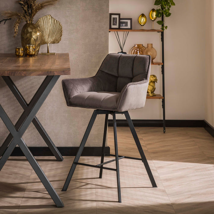 Barstoel Raster - Velours antraciet