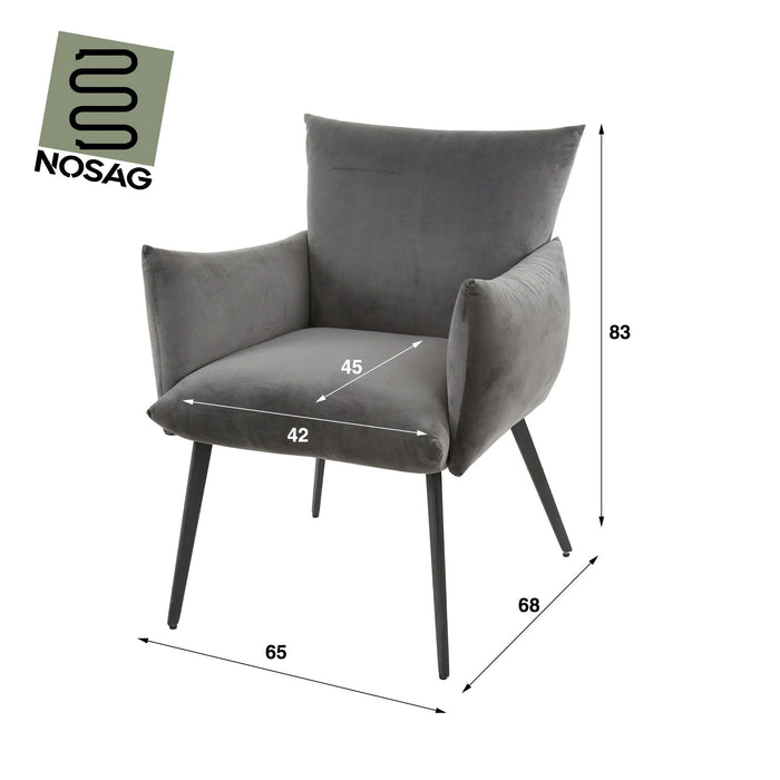 Eetkamerfauteuil Lobby - Velours Antraciet