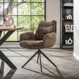 Eetkamerstoel Lounge Draaibaar Hoven | Taupe-bruin