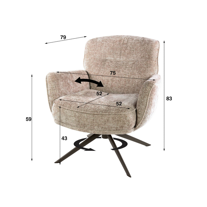 Fauteuil Forza Draaibaar | Zand-bruin