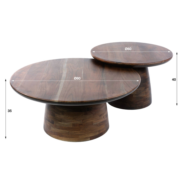 Salontafelset Mova Rond Set van 2 | Bruin