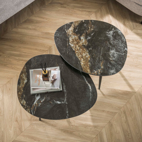 Salontafelset Fossil organisch | Fossil Black 70cm
