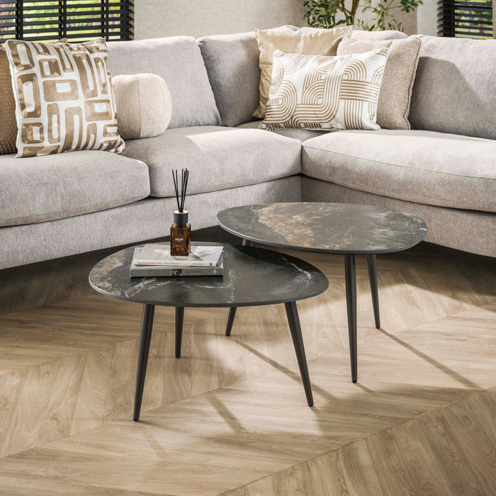 Salontafelset Fossil organisch | Fossil Black 70cm