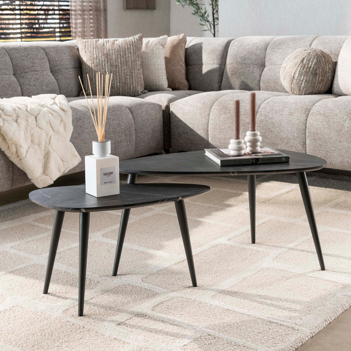 Salontafelset Onyx peervormig | Melamine 80/60cm
