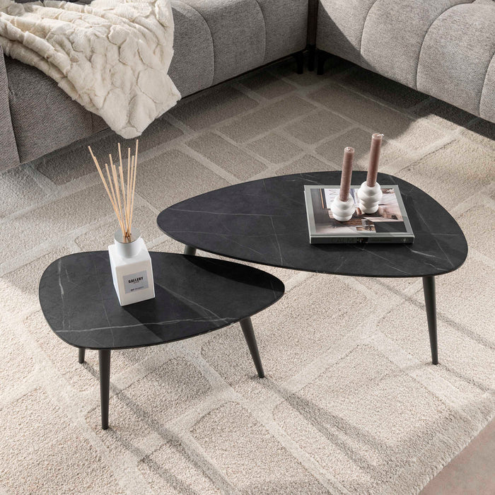 Salontafelset Onyx peervormig | Melamine 80/60cm