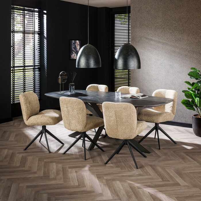 Eettafel Onyx Ovaal | 3D melamine graphite