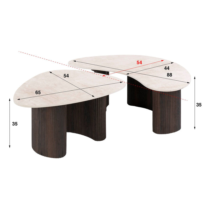 Salontafelset Ceramo | Donkerbruin - keramiek organisch
