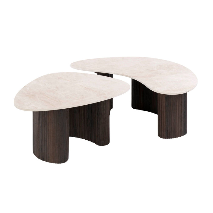 Salontafelset Ceramo | Donkerbruin - keramiek organisch
