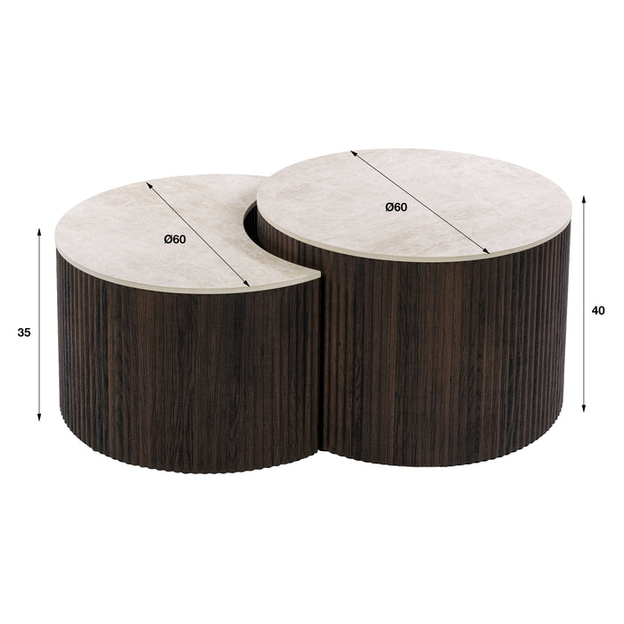 Salontafelset Ceramo Half rond Set van 2
