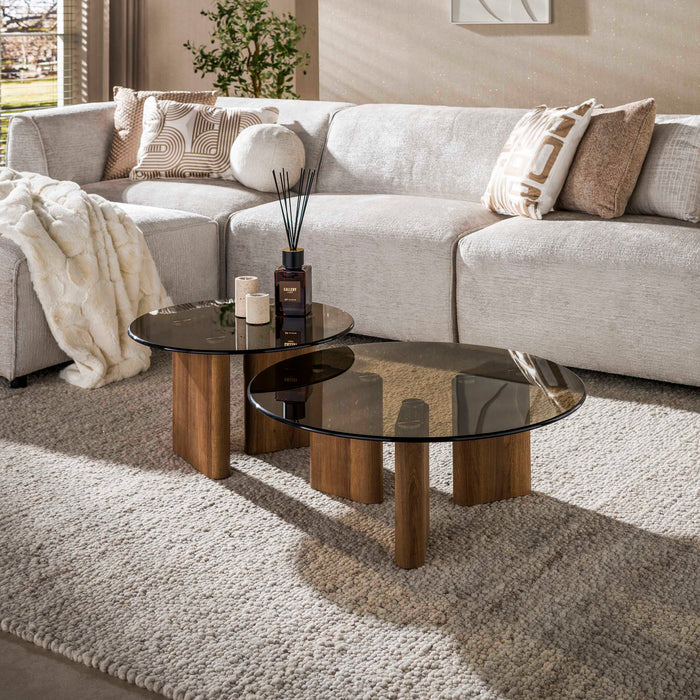 Salontafelset Tinto Rond | Brons Glas 76/58cm