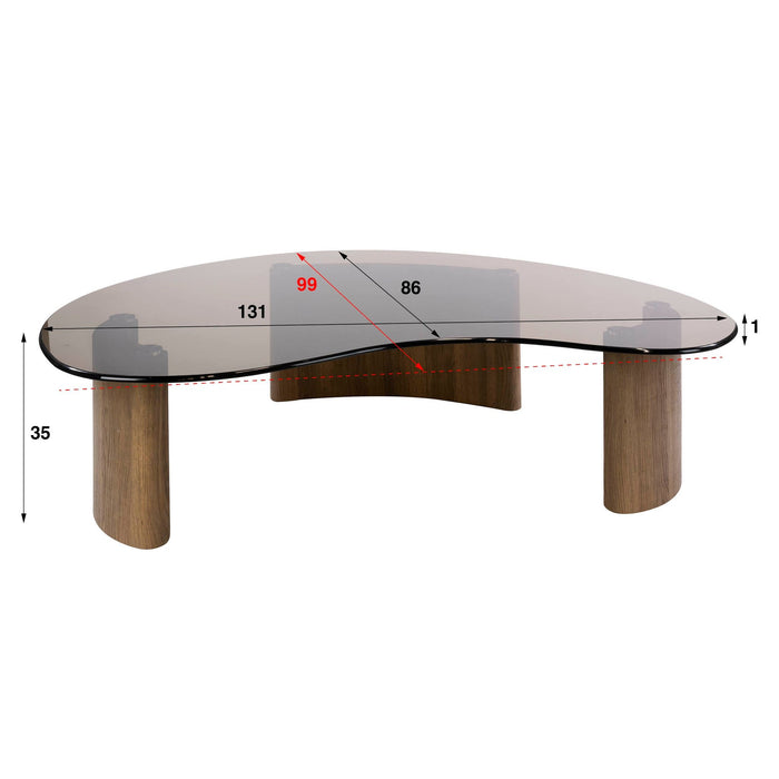 Salontafel Tinto Organisch | Brons Glas 130cm