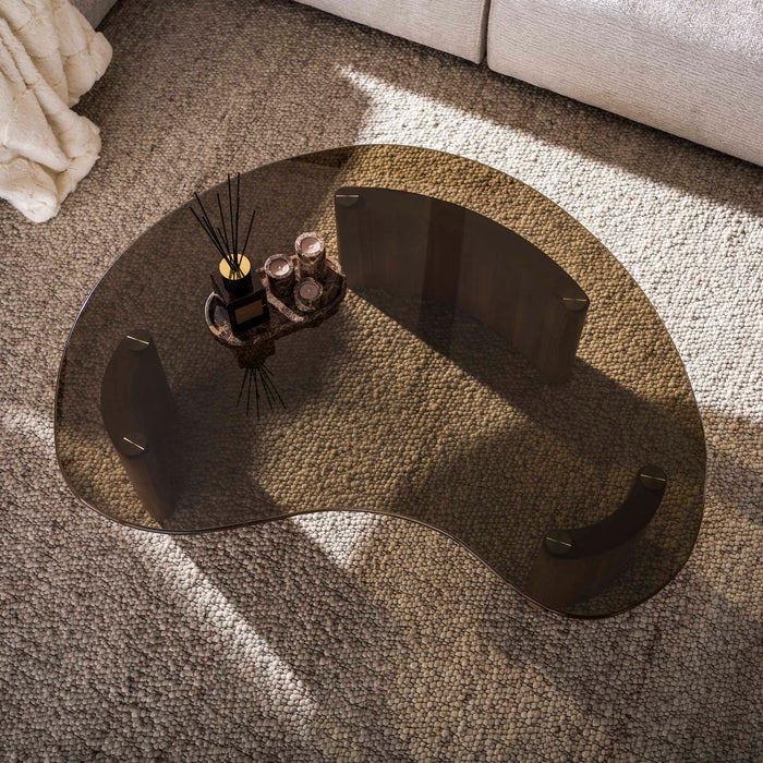 Salontafel Tinto Organisch | Brons Glas 130cm