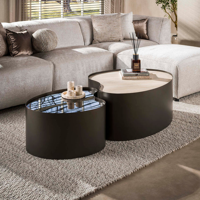 Salontafel Metal Organic | Keramiek travertin