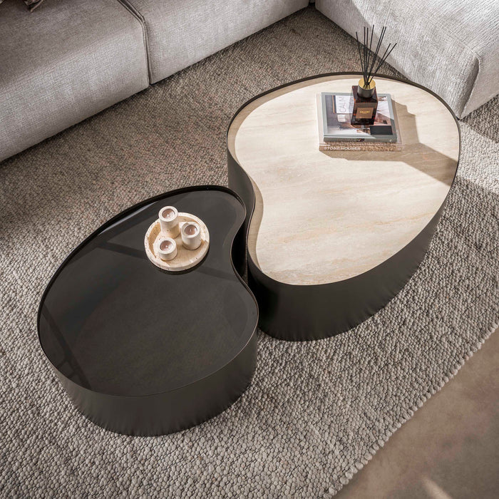 Salontafel Metal Organic | Keramiek travertin