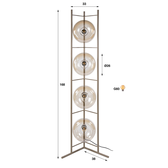 Vloerlamp Soll 4-lichts | Beige