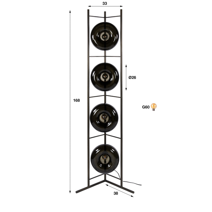 Vloerlamp Soll 4-lichts | Sienna Bruin