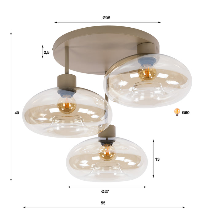 Plafondlamp Serene 3L | Beige