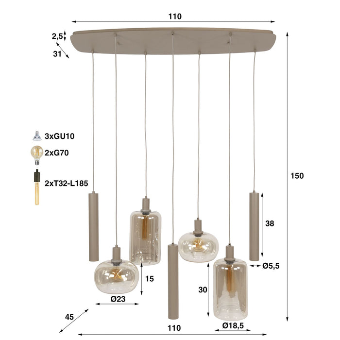 Hanglamp Serene 7L - Beige