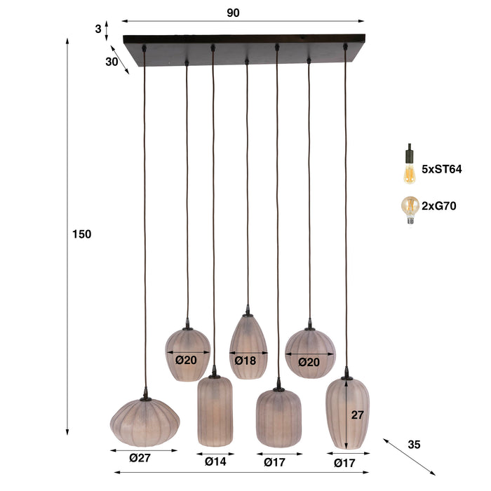 Hanglamp Altura | Bruin-frosted