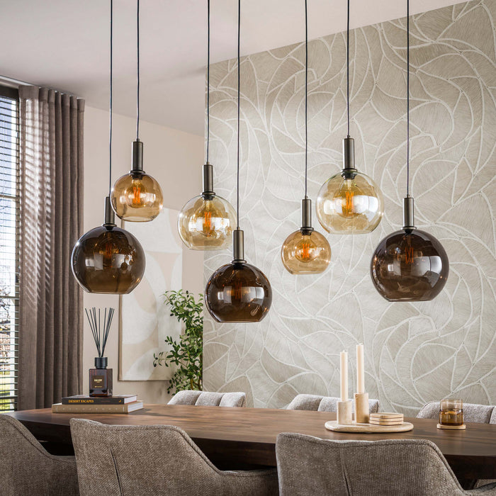 Hanglamp Moka 4+3-lichts | Bruin