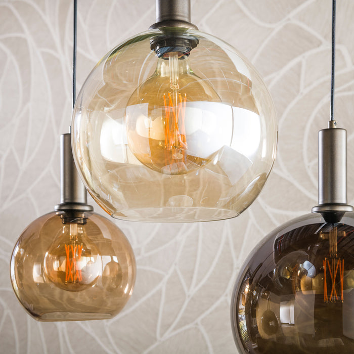 Hanglamp Moka 4+3-lichts | Bruin