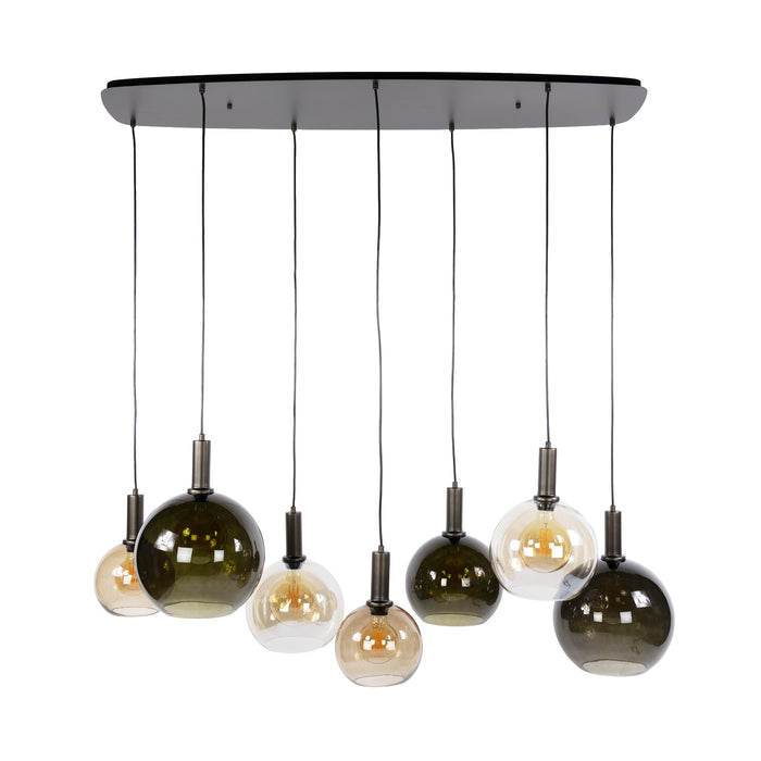 Hanglamp Moka 4+3-lichts | Bruin