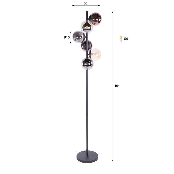 Vloerlamp Orb 6L | Zwart