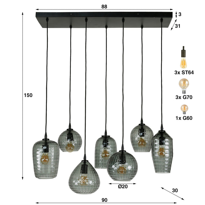 Hanglamp Hexagon 4+3L
