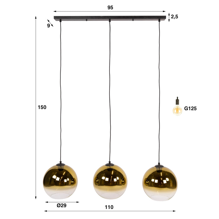 Hanglamp Bubble Shaded 3-lichts | Goud