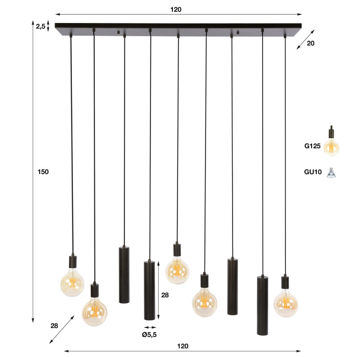 Hanglamp Senso 5+4-lichts | Sienna Bruin