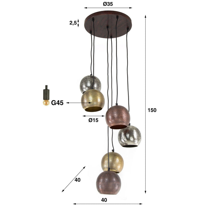 Hanglamp Bol Metal 6L
