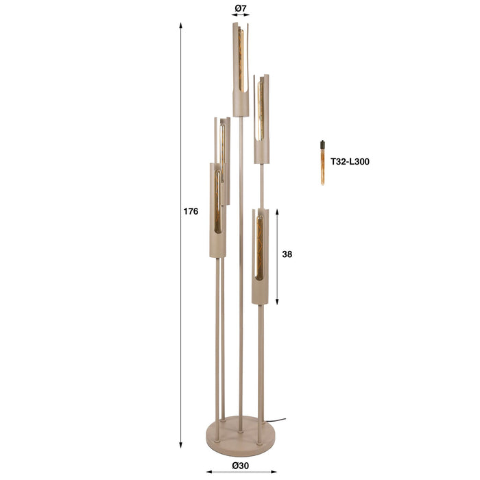 Vloerlamp Tube 5L - Beige