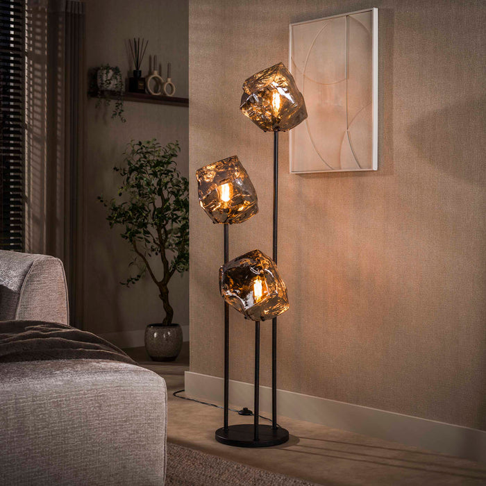 Vloerlamp Rock Getrapt 3-lichts | Chroom Glas