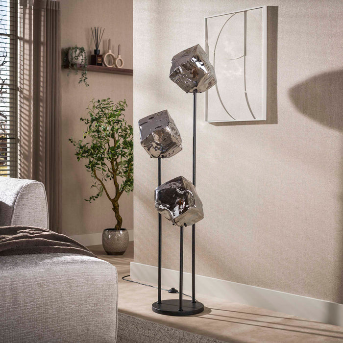 Vloerlamp Rock Getrapt 3-lichts | Chroom Glas
