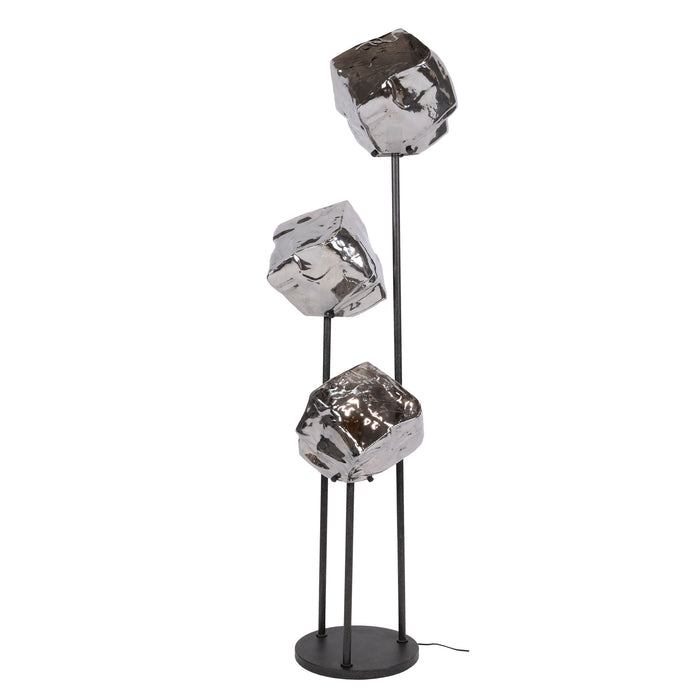 Vloerlamp Rock Getrapt 3-lichts | Chroom Glas