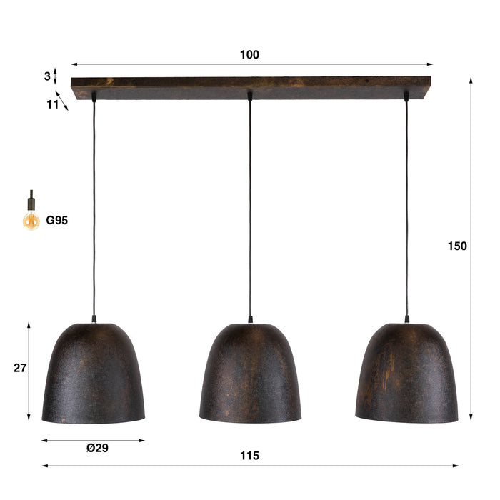 Hanglamp Nova 3-lichts | Brown