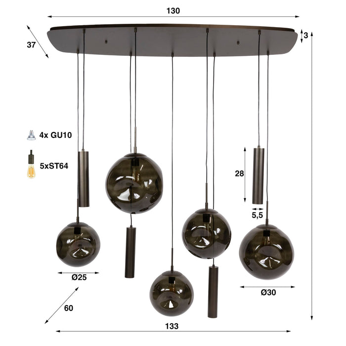 Hanglamp Stellar pendel 9L - Sienna Bruin