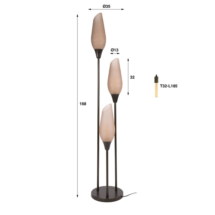 Vloerlamp Cocoon 3L - Sienna bruin-frosted