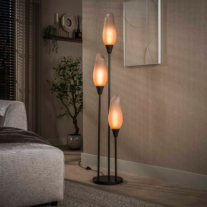 Vloerlamp Cocoon 3L - Sienna bruin-frosted