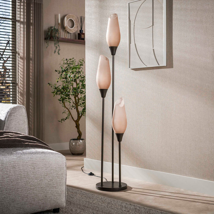 Vloerlamp Cocoon 3L - Sienna bruin-frosted