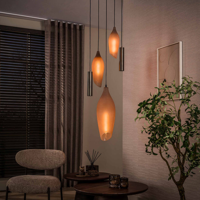 Hanglamp Cocoon Pendel Getrapt 5L | Bruin-Frosted