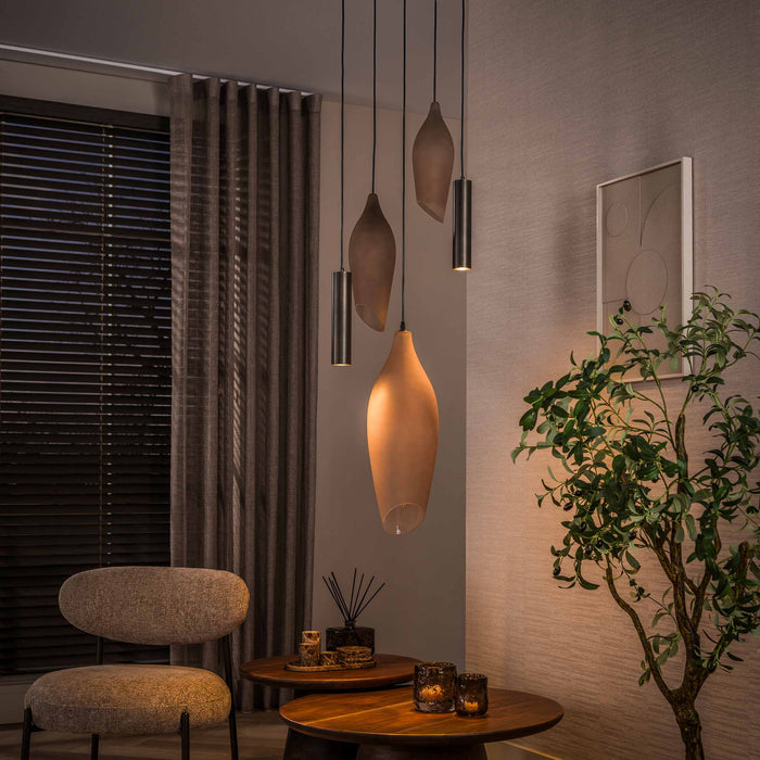 Hanglamp Cocoon Pendel Getrapt 5L | Bruin-Frosted