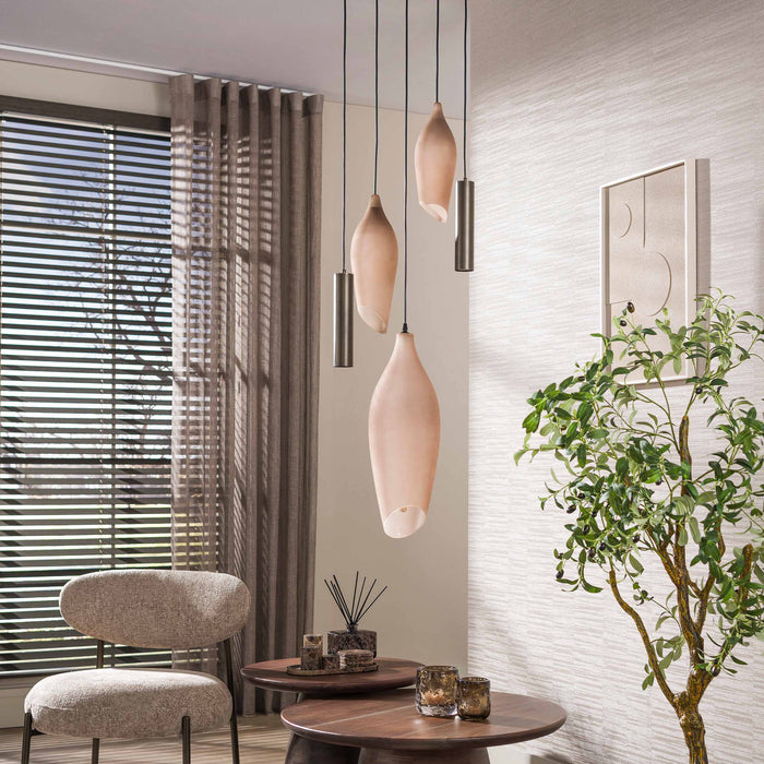 Hanglamp Cocoon Pendel Getrapt 5L | Bruin-Frosted