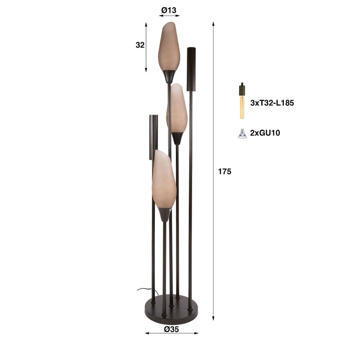 Vloerlamp Cocoon 5L - Sienna Bruin Frosted