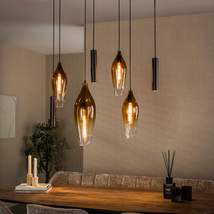Hanglamp Cocoon Pendel 5L - Sienna Bruin Shaded