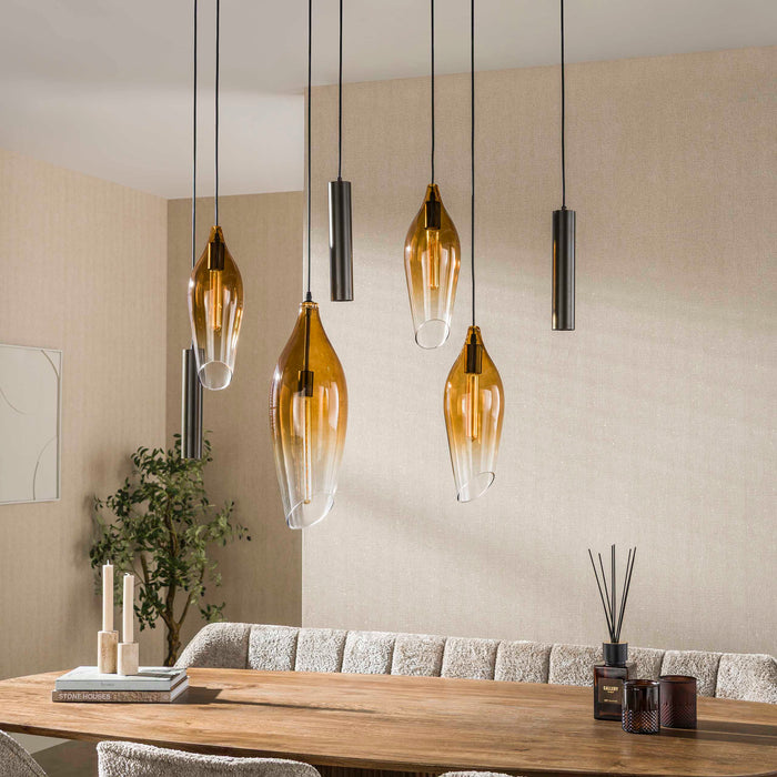 Hanglamp Cocoon Pendel 5L - Sienna Bruin Shaded